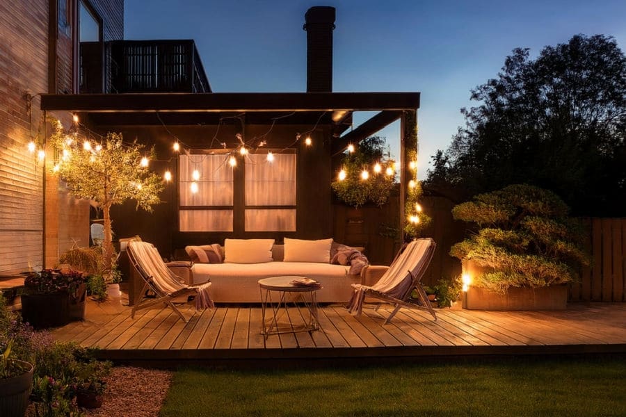 Backyard with Patio Lights