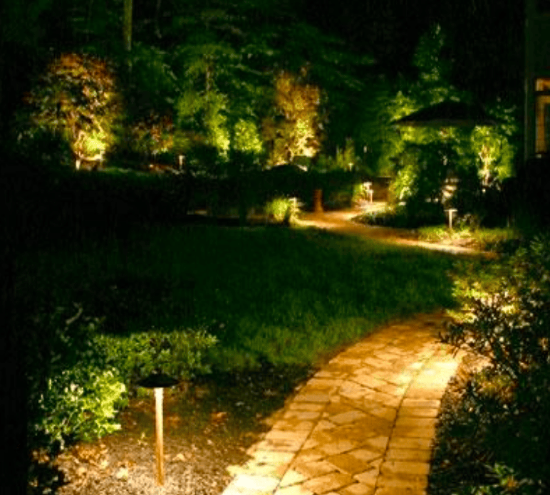 Light walkways and plants with
path lights